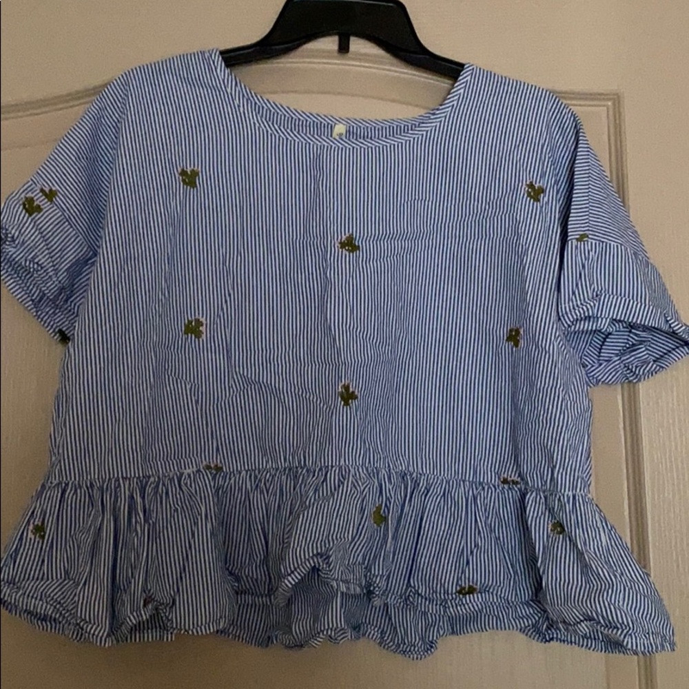 Girl Krazy Striped Cactus Blouse